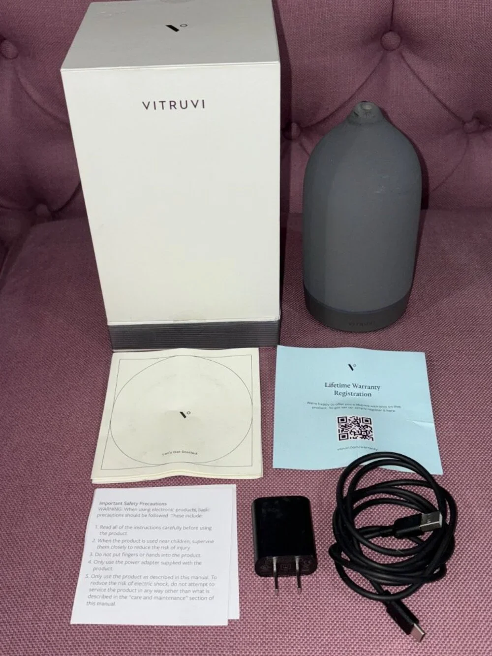 VITRUVI Stone Diffuser in Charcoal With Box Home Scent Home